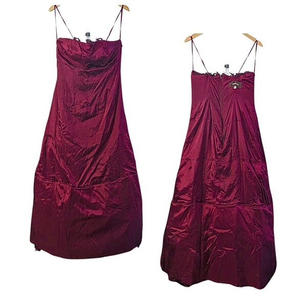 Vtg 2000 HELEN MORLEY Bordeaux Silk Blend Strapless Gown + Shawl Size 14 - Picture 4 of 8